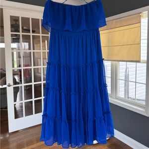MSK Vibrant Blue Ruffle Off Shoulder Dress size L